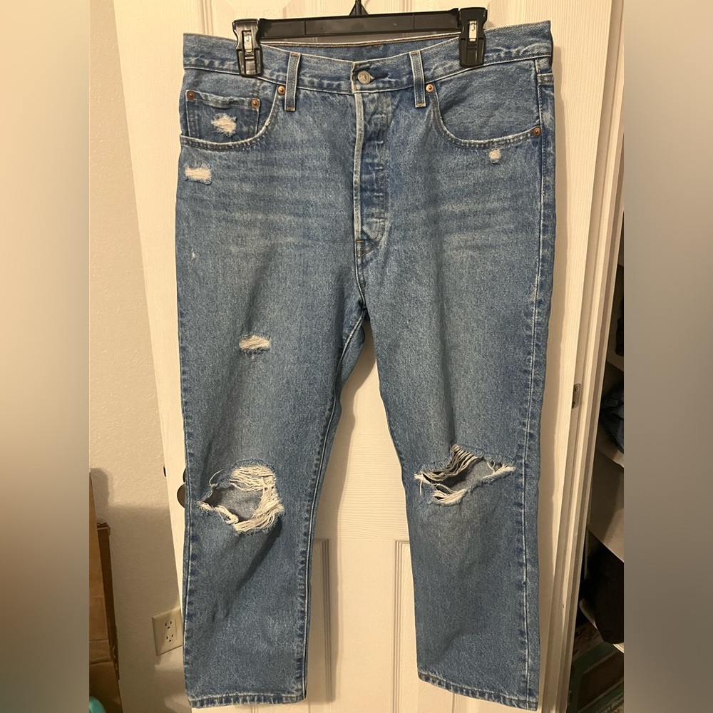 Levi’s 501 cropped distressed jeans